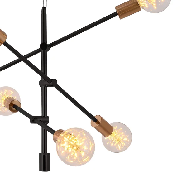 SUSPENSION JUPITER 6 LUMIÈRES NOIR