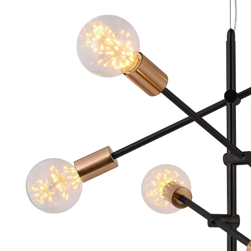 SUSPENSION JUPITER 6 LUMIÈRES NOIR