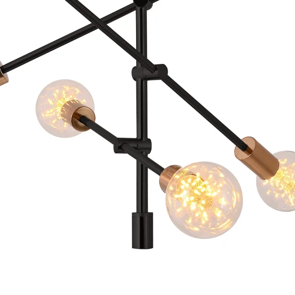 SUSPENSION JUPITER 6 LUMIÈRES NOIR