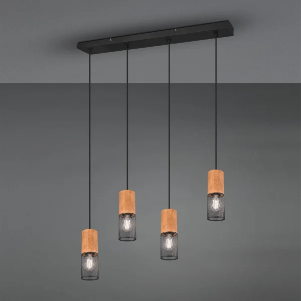 SUSPENSION 4 LUMIÈRES MÉTAL NOIR E27 MILLER