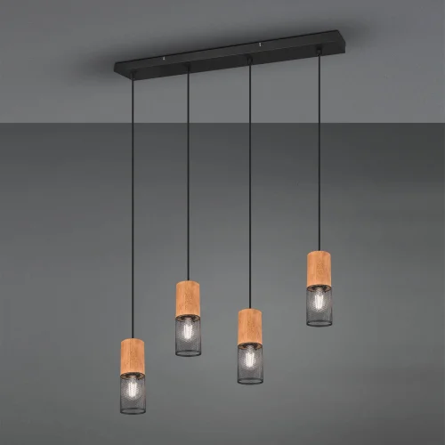 SUSPENSION 4 LUMIÈRES MÉTAL NOIR E27 MILLER