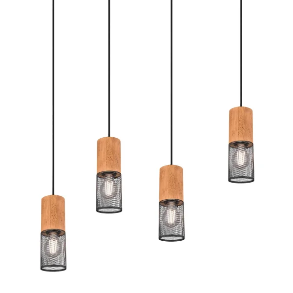 SUSPENSION 4 LUMIÈRES MÉTAL NOIR E27 MILLER