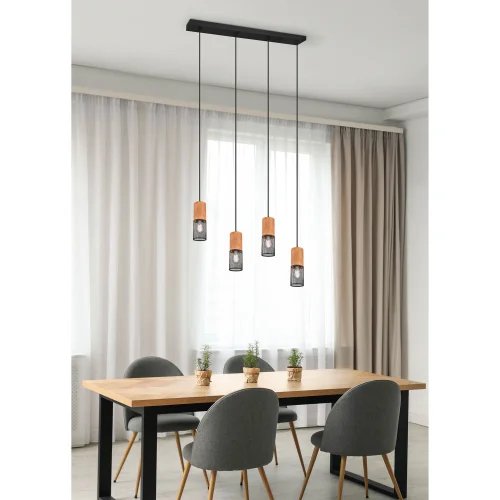 SUSPENSION 4 LUMIÈRES MÉTAL NOIR E27 MILLER