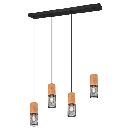 SUSPENSION 4 LUMIÈRES MÉTAL NOIR E27 MILLER 2