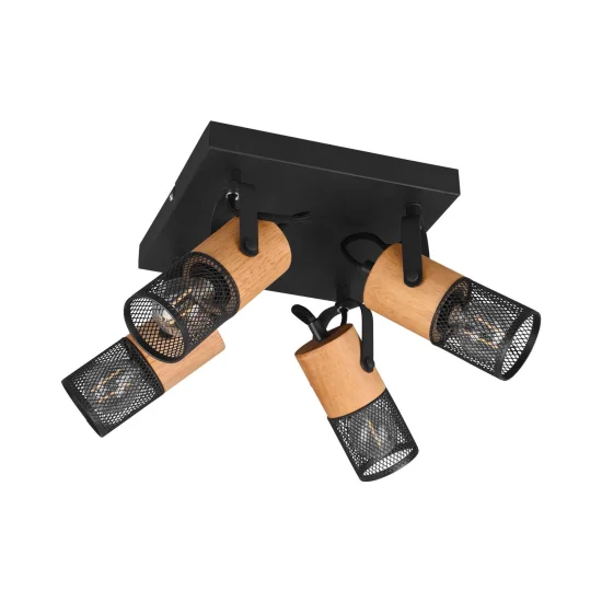 PLAFONNIER 4 LUMIÈRES MÉTAL NOIR E14 MILLER 2