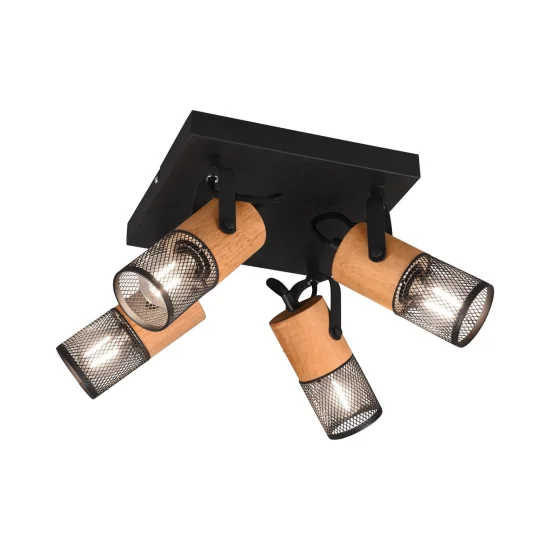 PLAFONNIER 4 LUMIÈRES MÉTAL NOIR E14 MILLER