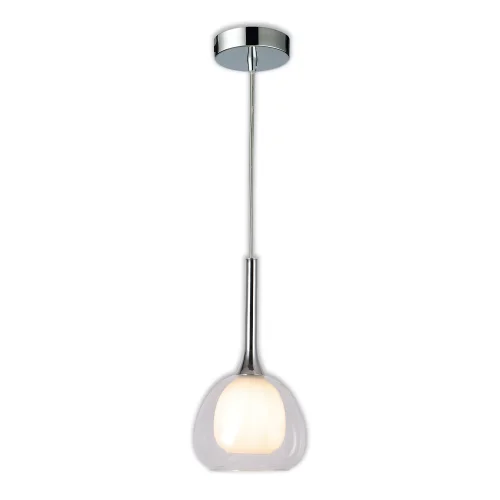 SUSPENSION 1 LUMIÈRE VERRE EXTÉRIEUR TRANSPARENT INTÉRIEUR BLANC Ø16,5 NOLINA