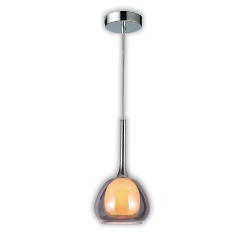 SUSPENSION 1 LUMIÈRE VERRE EXTÉRIEUR FUMÉ INTÉRIEUR BLANC Ø16,5 NOLINA
