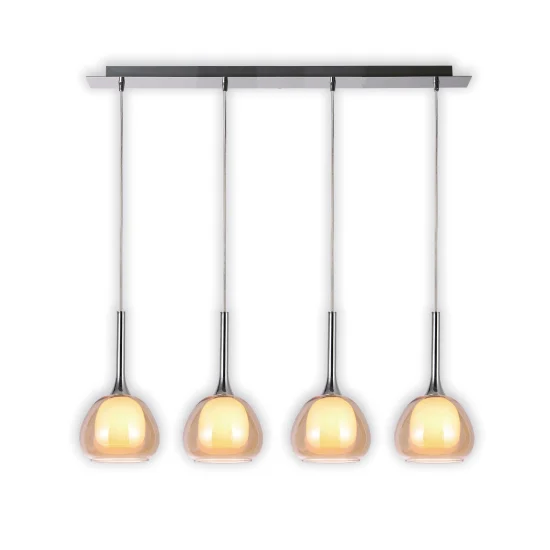 SUSPENSION 4 LUMIÈRES VERRE EXTÉRIEUR AMBRE INTÉRIEUR BLANC NOLINA 2