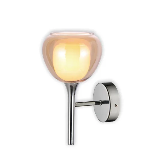 APPLIQUE MURALE 1 LUMIÈRE VERRE EXTÉRIEUR AMBRE INTÉRIEUR BLANC NOLINA 2