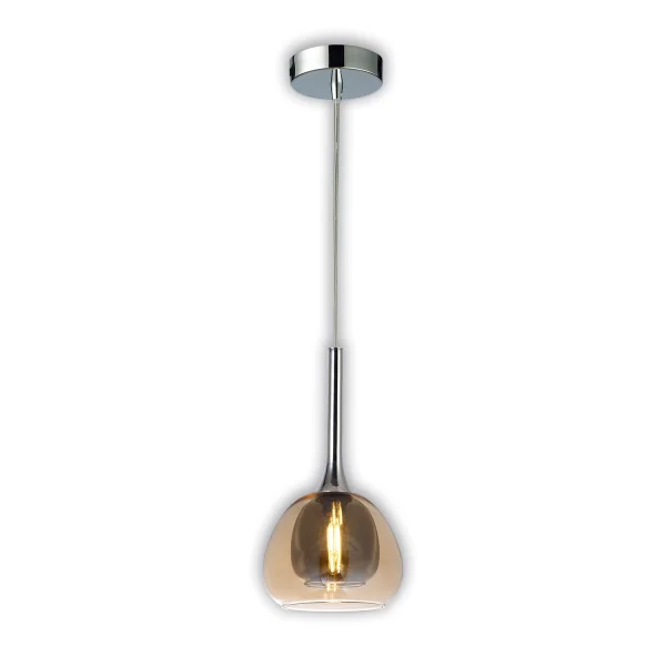 SUSPENSION 1 LUMIÈRE VERRE EXTÉRIEUR AMBRE INTÉRIEUR FUMÉE Ø16,5 NOLINA
