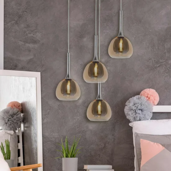 SUSPENSION 1 LUMIÈRE VERRE EXTÉRIEUR AMBRE INTÉRIEUR FUMÉE Ø16,5 NOLINA 2