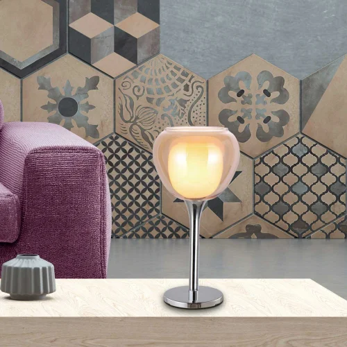 LAMPE DE TABLE 1 LUMIÈRE VERRE EXTÉRIEUR AMBRE INTÉRIEUR BLANC Ø16,5 NOLINA