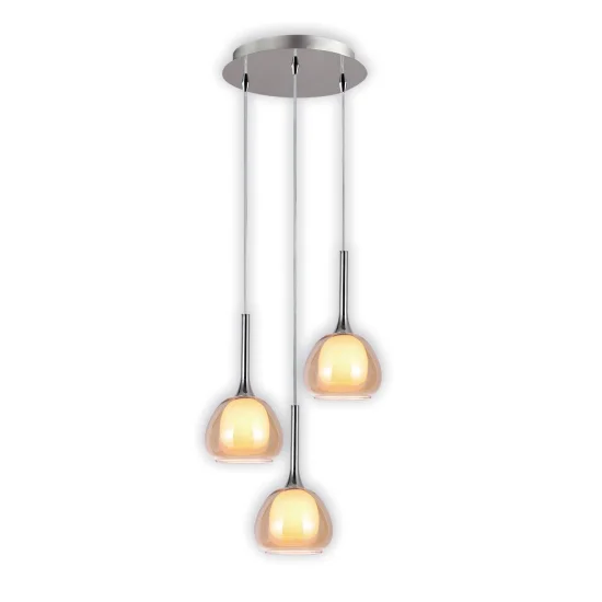 SUSPENSION 3 LUMIÈRES VERRE EXTÉRIEUR AMBRE VERRE INTÉRIEUR BLANC Ø38 NOLINA 2