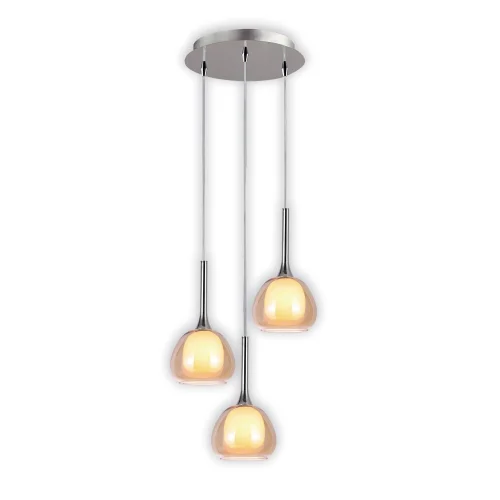 SUSPENSION 3 LUMIÈRES VERRE EXTÉRIEUR AMBRE VERRE INTÉRIEUR BLANC Ø38 NOLINA