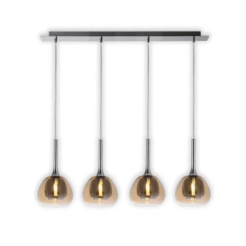 SUSPENSION 4 LUMIÈRES VERRE EXTÉRIEUR AMBRE INTÉRIEUR FUMÉ NOLINA