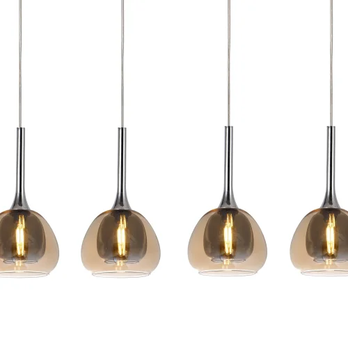 SUSPENSION 4 LUMIÈRES VERRE EXTÉRIEUR AMBRE INTÉRIEUR FUMÉ NOLINA