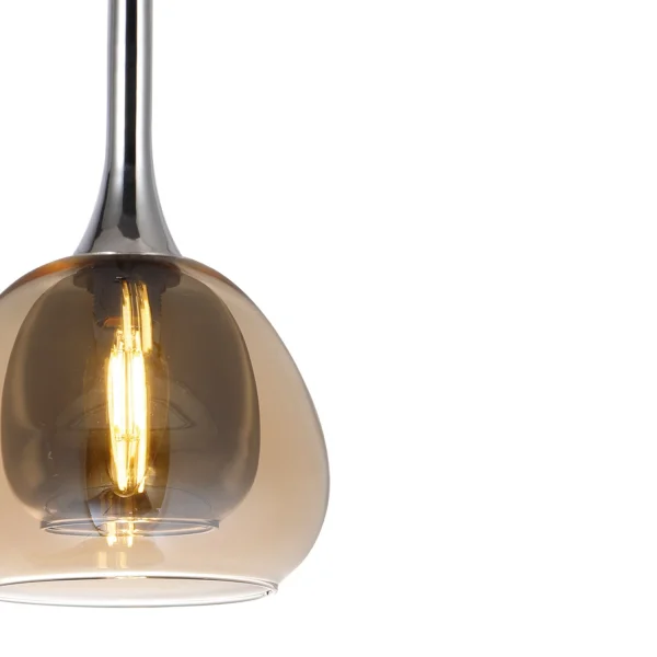 SUSPENSION 4 LUMIÈRES VERRE EXTÉRIEUR AMBRE INTÉRIEUR FUMÉ NOLINA