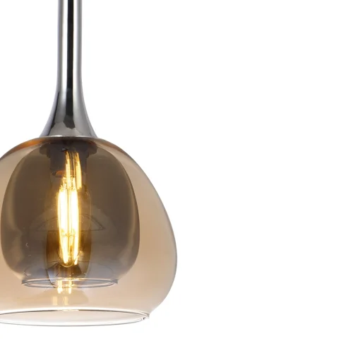 SUSPENSION 4 LUMIÈRES VERRE EXTÉRIEUR AMBRE INTÉRIEUR FUMÉ NOLINA