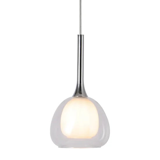 SUSPENSION 1 LUMIÈRE VERRE EXTÉRIEUR TRANSPARENT INTÉRIEUR BLANC Ø16,5 NOLINA