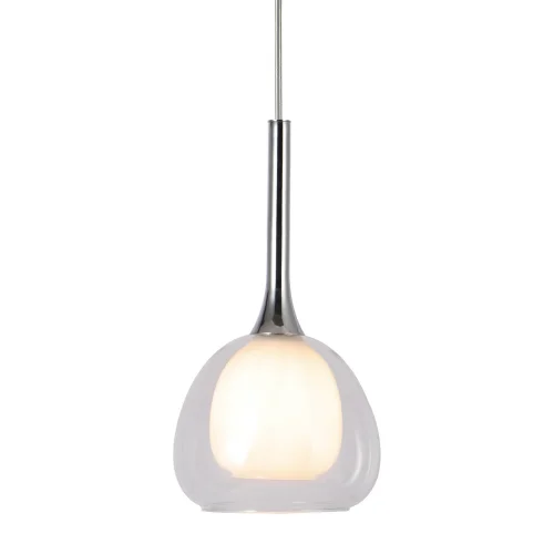 SUSPENSION 1 LUMIÈRE VERRE EXTÉRIEUR TRANSPARENT INTÉRIEUR BLANC Ø16,5 NOLINA