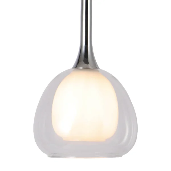 SUSPENSION 1 LUMIÈRE VERRE EXTÉRIEUR TRANSPARENT INTÉRIEUR BLANC Ø16,5 NOLINA