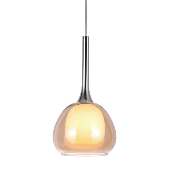SUSPENSION 1 LUMIÈRE VERRE EXTÉRIEUR AMBRE INTÉRIEUR BLANC Ø16,5 NOLINA