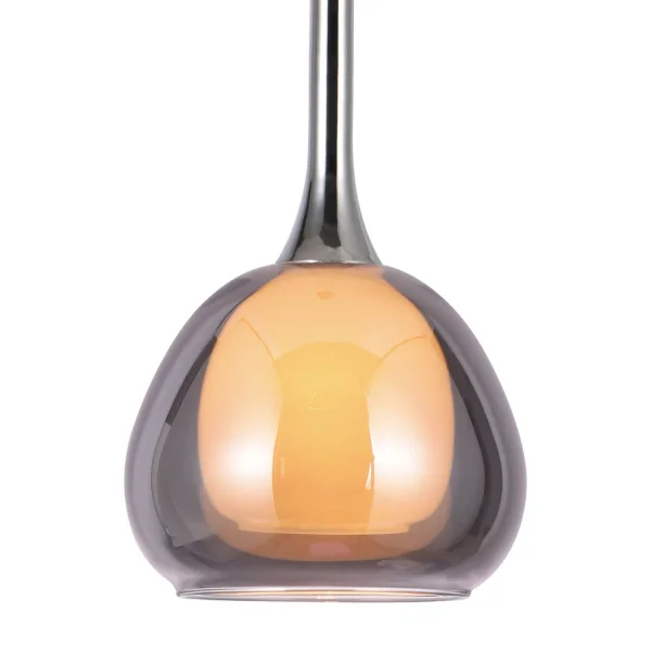 SUSPENSION 1 LUMIÈRE VERRE EXTÉRIEUR FUMÉ INTÉRIEUR BLANC Ø16,5 NOLINA