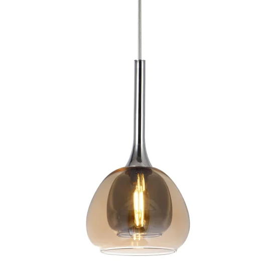 SUSPENSION 1 LUMIÈRE VERRE EXTÉRIEUR AMBRE INTÉRIEUR FUMÉE Ø16,5 NOLINA