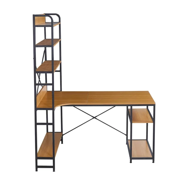 TABLE DE BUREAU AVEC ÉTAGÈRES COULEUR CHÊNE SWINDON