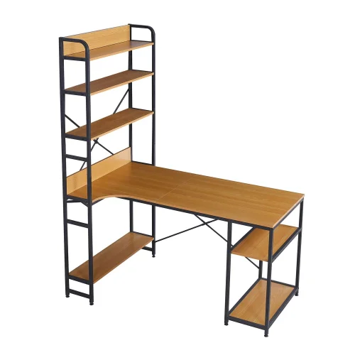 TABLE DE BUREAU AVEC ÉTAGÈRES COULEUR CHÊNE SWINDON