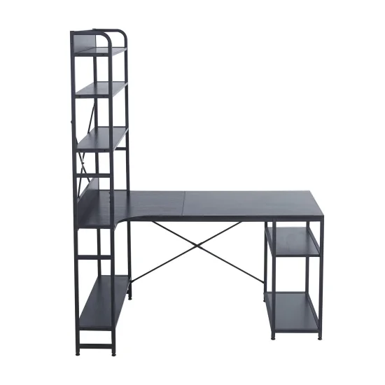 TABLE DE BUREAU AVEC ÉTAGÈRES NOIR SWINDON 2