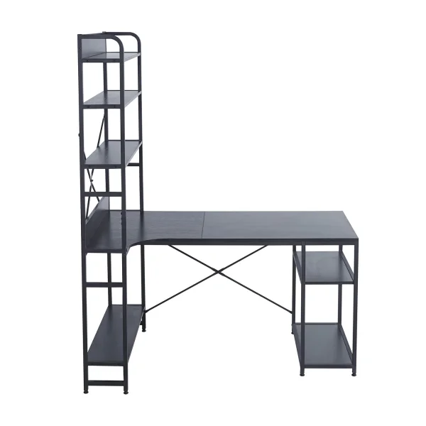 TABLE DE BUREAU AVEC ÉTAGÈRES NOIR SWINDON