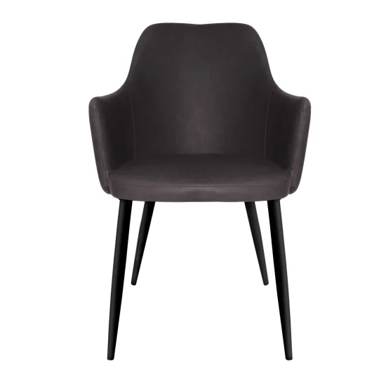 FAUTEUIL MANDARINA SIMILICUIR ANTHRACITE PIEDS NOIR 2