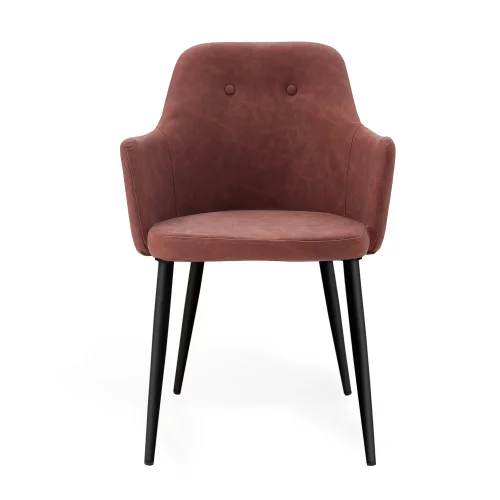 SILLÓN MANDARINA PU MARRÓN VINTAGE PATAS COLOR NEGRO