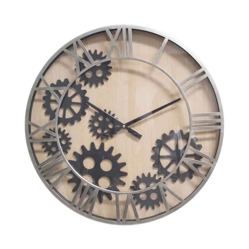 RELOJ PARED HIERRO CRISTAL ENGRANAJES