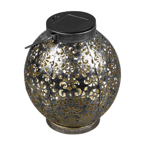 FAROL DE EXTERIOR LED SOLAR PLATA ANTIGUO CANEK