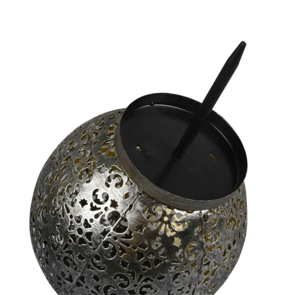 FAROL DE EXTERIOR LED SOLAR PLATA ANTIGUO CANEK