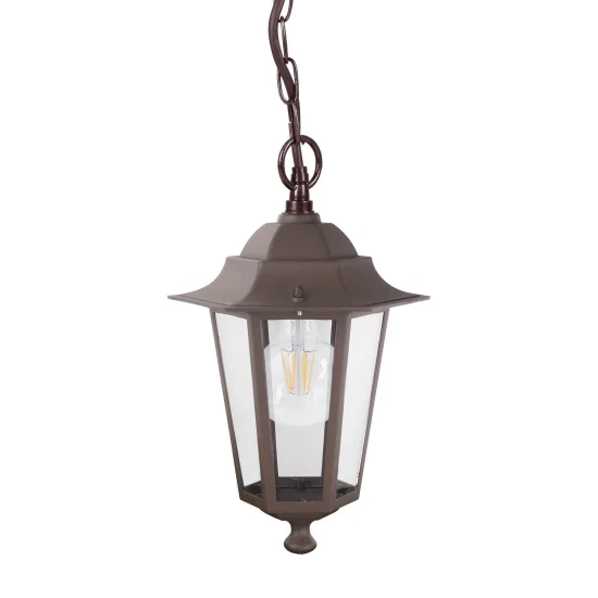 PENDENTIF EXTERNE LAMPE HEXAGONALE ROUILLE BRUNE