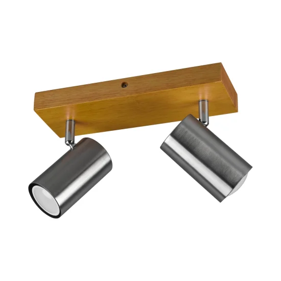 SPOT GRAFTON 2 LUMIÈRES MARRON CLAIR NICKEL MAT 2