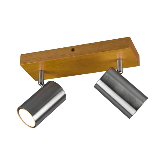 SPOT GRAFTON 2 LUMIÈRES MARRON CLAIR NICKEL MAT