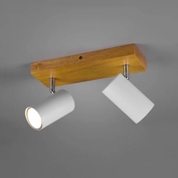 SPOT GRAFTON 2 LUMIÈRES MARRON CLAIR BLANC