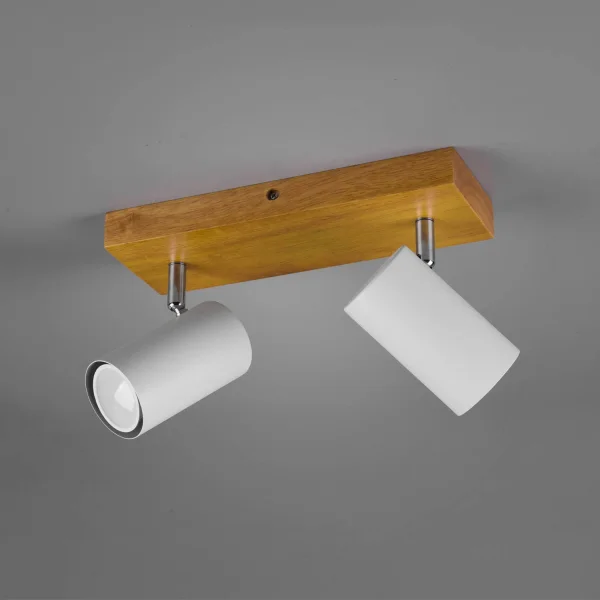 SPOT GRAFTON 2 LUMIÈRES MARRON CLAIR BLANC