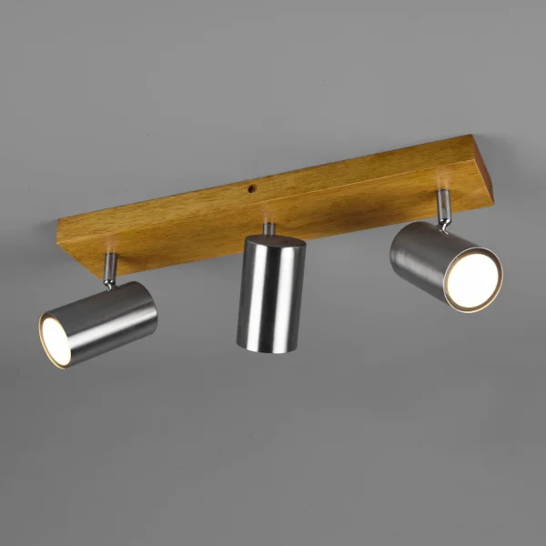 SPOT GRAFTON 3 LUMIÈRES MARRON CLAIR NICKEL MAT SPOT GRAFTON 3 LUMIÈRES MARRON CLAIR NICKEL MAT