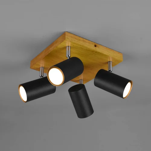 PLAFÓN DE TECHO GRAFTON 4 LUCES MARRÓN CLARO NEGRO