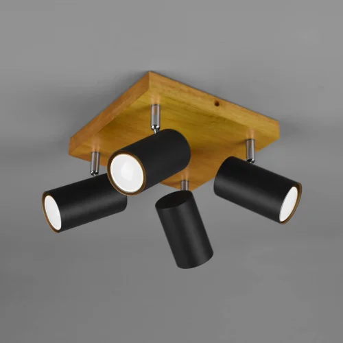 PLAFÓN DE TECHO GRAFTON 4 LUCES MARRÓN CLARO NEGRO