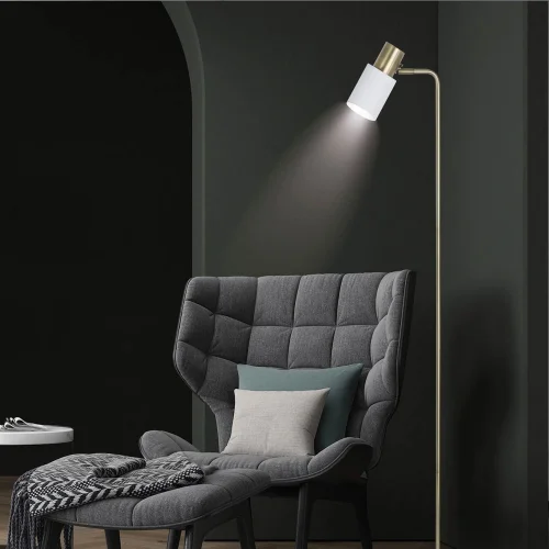 LÁMPARA DE PIE BLANCO/CUERO E14 FILOMENA LÁMPARA DE PIE BLANCO/CUERO E14 FILOMENA