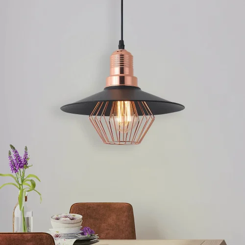 LÁMPARA DE TECHO NEGRO/ORO ROSA LOIS