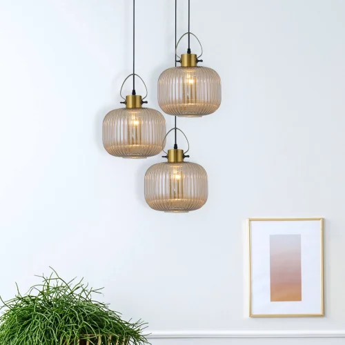 LÁMPARA DE TECHO CRISTAL TALLADO ÁMBAR HAKANA