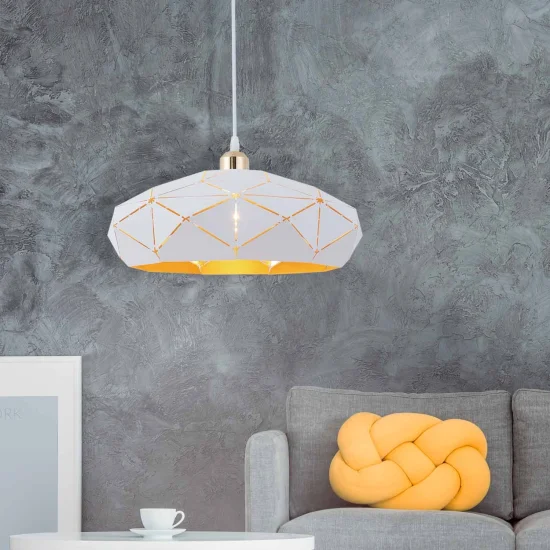 LÁMPARA DE TECHO BLANCO/DORADO KESHI